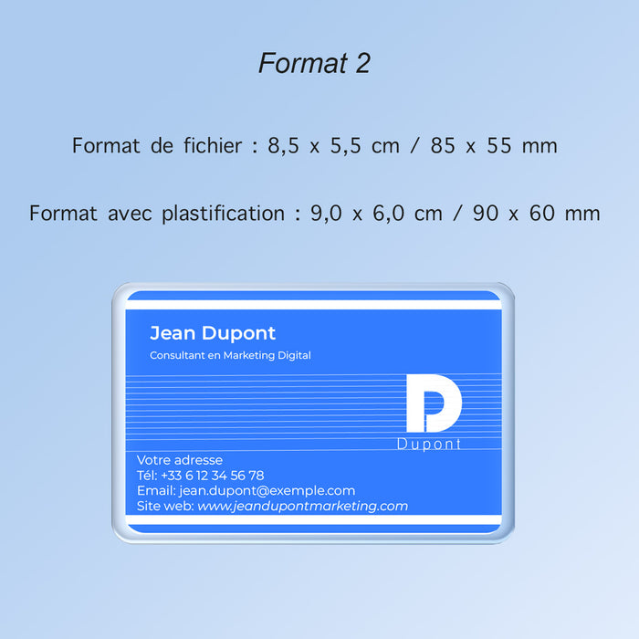 Carte de visite plastifiée