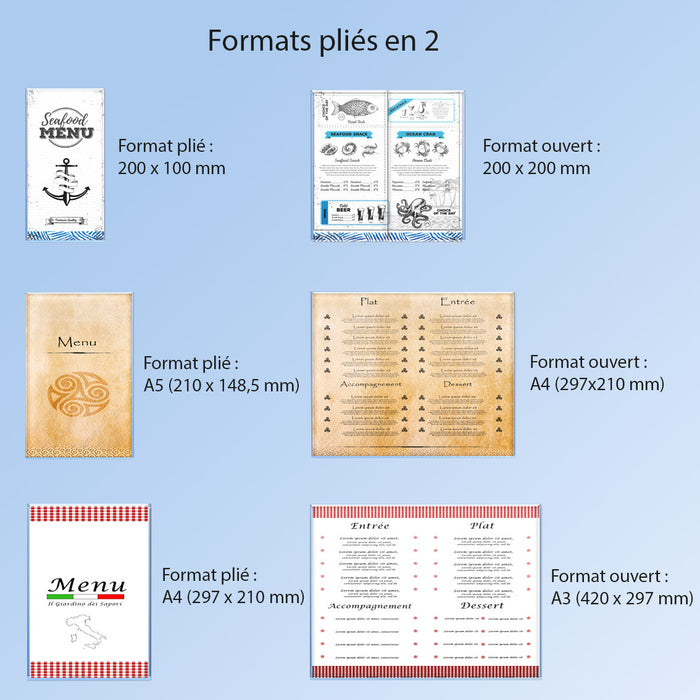 Menu de restaurant plastifié ou pelliculé