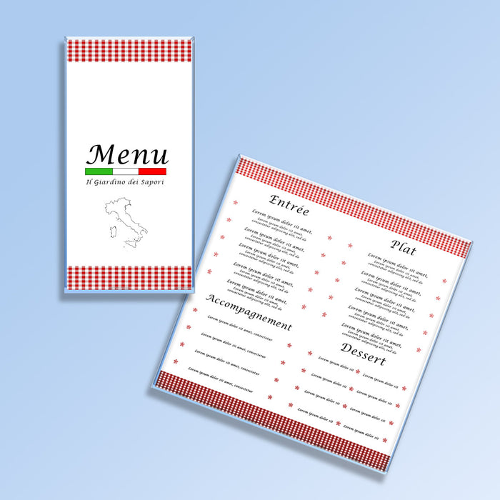 Menu de restaurant plastifié ou pelliculé